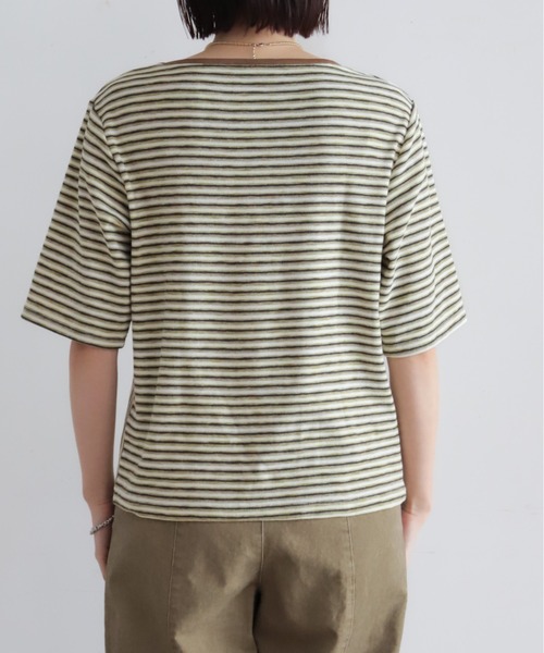 NOMBRE IMPAIR(ノンブルアンペール)の「マルチカラーボーダーフライス 5分袖プルオーバー(Tシャツ/カットソー・レディース・ブラウン/ベージュ・FREE)」の9枚目の写真