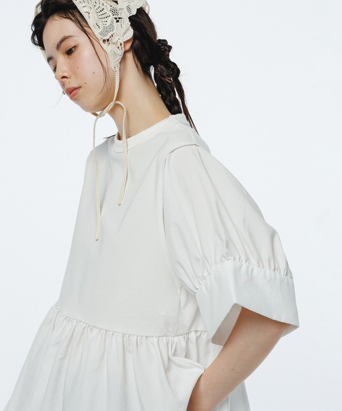 ADAM ET ROPE'(アダムエロペ)の「【サステナブル】・【定番】バウンスカフスプルオーバー/接触冷感/UVカット(Tシャツ/カットソー・レディース・ブラック/ピンク/ダークブラウン/ホワイト・FREE)」の5枚目の写真