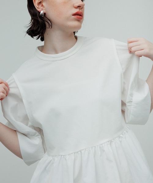 ADAM ET ROPE'(アダムエロペ)の「【サステナブル】・【定番】バウンスカフスプルオーバー/接触冷感/UVカット(Tシャツ/カットソー・レディース・ブラック/ピンク/ダークブラウン/ホワイト・FREE)」の7枚目の写真