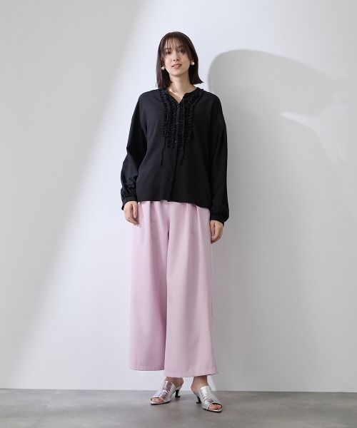 QUEENS COURT(クイーンズコート)の「ストレッチジョーゼットミニフリルブラウス≪手洗い可能≫(シャツ/ブラウス・レディース・ピンク/オフホワイト・M)」の22枚目の写真