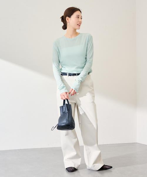 FRAMeWORK（フレームワーク）の「≪追加≫HTシアーL/Tee NEW（Tシャツ/カットソー・レディース・イエロー/ボルドー/ライトグリーン/ホワイト・FREE）」の6枚目の写真