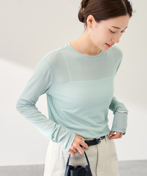 FRAMeWORK（フレームワーク）の「≪追加≫HTシアーL/Tee NEW（Tシャツ/カットソー・レディース・イエロー/ボルドー/ライトグリーン/ホワイト・FREE）」の9枚目の写真