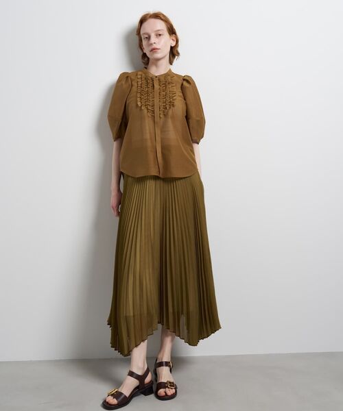 LANVIN en Bleu（ランバンオンブルー）の「カールマイヤーフリルブラウス（シャツ/ブラウス・レディース・グレー/キャメル/オフホワイト・38）」の10枚目の写真