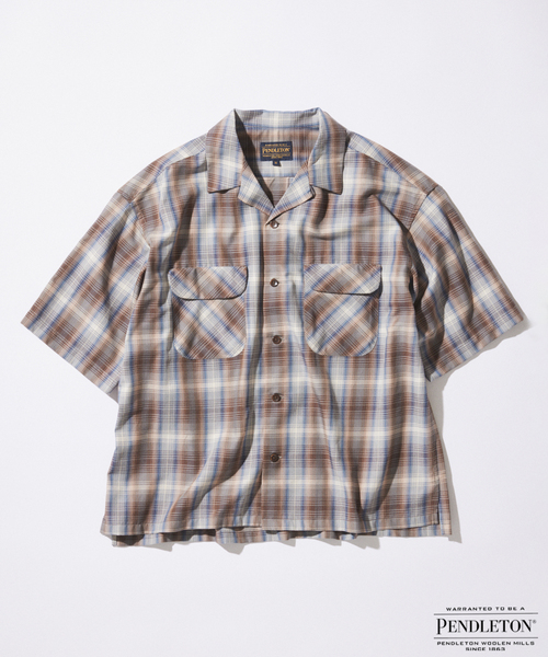 PENDLETON(ペンドルトン)の「PENDLETON / ペンドルトン 別注 TR ツイル 半袖 ボードシャツ(シャツ/ブラウス・メンズ・ライトグリーン/ブラック/ブルー系その他/ブラウン系その他・LARGE/MEDIUM)」の2枚目の写真