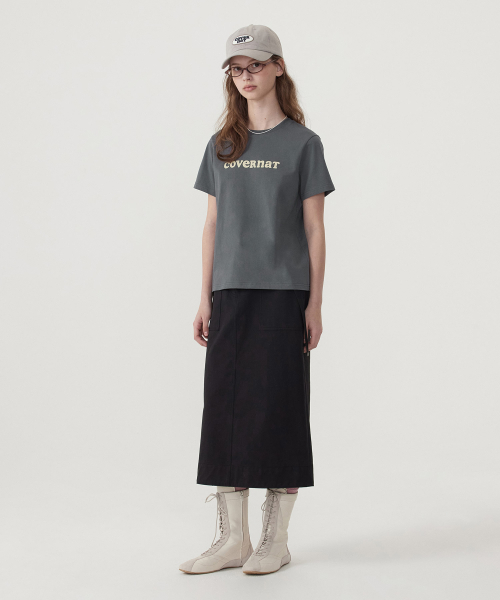 COVERNAT WOMAN(カバーナットウーマン)の「ウーマン クール コットン クーパー ロゴ Tシャツ チャコール(Tシャツ/カットソー・レディース・その他・WS/WM/LARGE)」の4枚目の写真