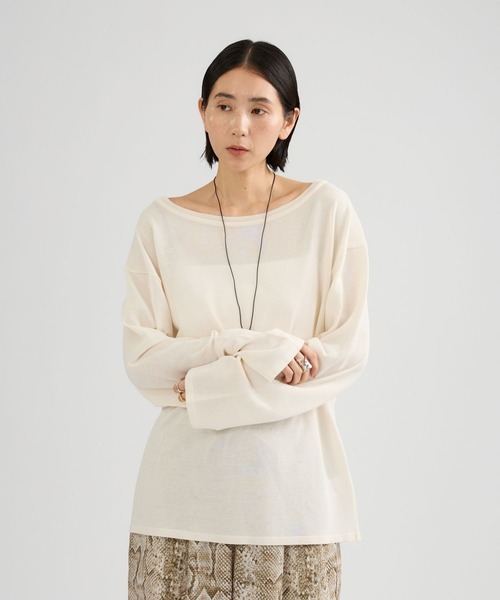 Chaos（カオス）の「Chaos(カオス)/ シアーダブルカラープルオーバー（ニット/セーター・レディース・ホワイト系/ブラック・FREE）」の4枚目の写真