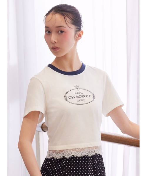 SNIDEL（スナイデル）の「【Chacott】コラボレーストリムTシャツ（Tシャツ/カットソー・レディース・その他/ホワイト/ライム/ピンク・F）」の2枚目の写真
