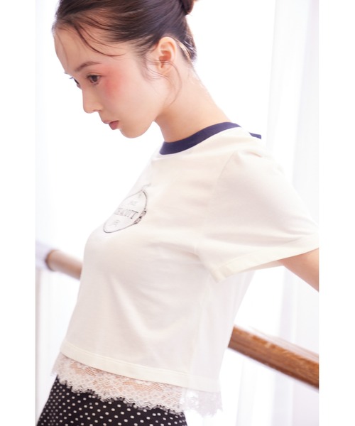 SNIDEL（スナイデル）の「【Chacott】コラボレーストリムTシャツ（Tシャツ/カットソー・レディース・その他/ホワイト/ライム/ピンク・F）」の5枚目の写真