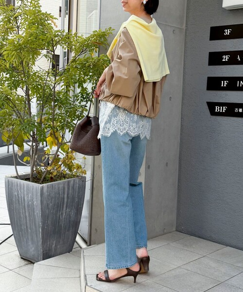 MICO COULIER（ミコクリエ）の「撥水ノーカラーブルゾン（ブルゾン・レディース・サックスブルー/キャメル/ネイビー・38）」の18枚目の写真