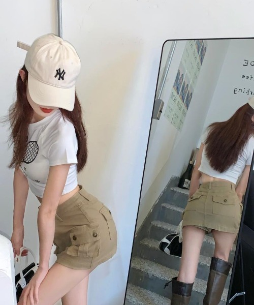 Ritzy(リッツィー)の「カーゴミニスカート(スカート・レディース・カーキ・M/L/S)」の3枚目の写真