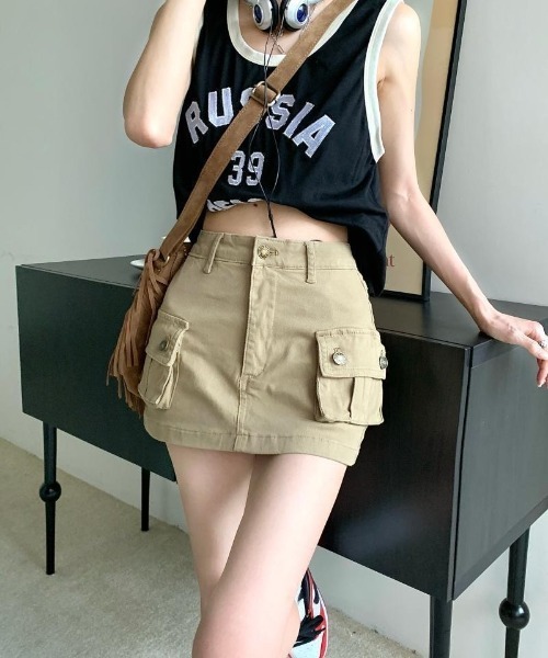 Ritzy(リッツィー)の「カーゴミニスカート(スカート・レディース・カーキ・M/L/S)」の12枚目の写真
