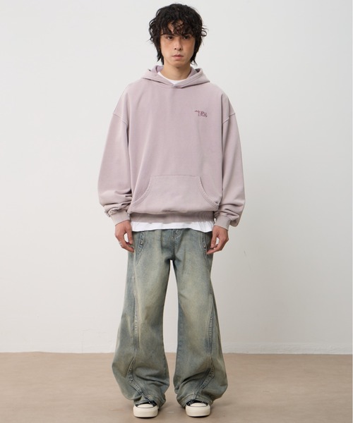 T.FOX (ティーフォックス)の「26ss Vintage Washed Hoodie/フード刺繍ヴィンテージ加工パーカー(パーカー・メンズ・グリーン/パープル/ブルー・L)」の21枚目の写真
