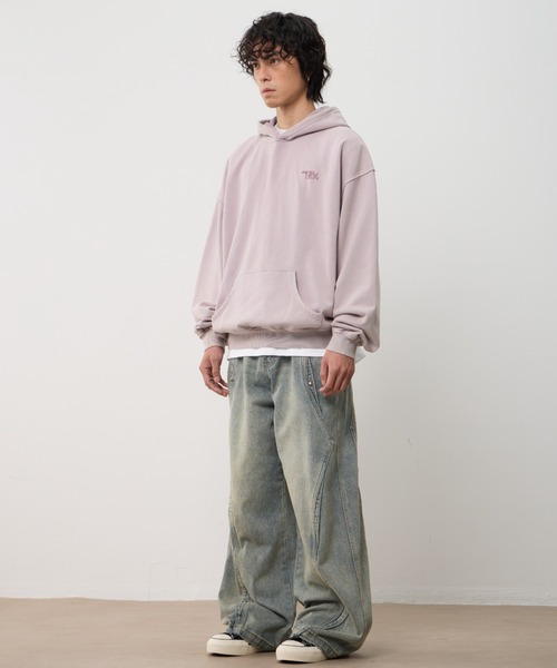 T.FOX (ティーフォックス)の「26ss Vintage Washed Hoodie/フード刺繍ヴィンテージ加工パーカー(パーカー・メンズ・グリーン/パープル/ブルー・L)」の22枚目の写真