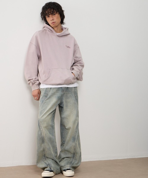 T.FOX (ティーフォックス)の「26ss Vintage Washed Hoodie/フード刺繍ヴィンテージ加工パーカー(パーカー・メンズ・グリーン/パープル/ブルー・L)」の6枚目の写真