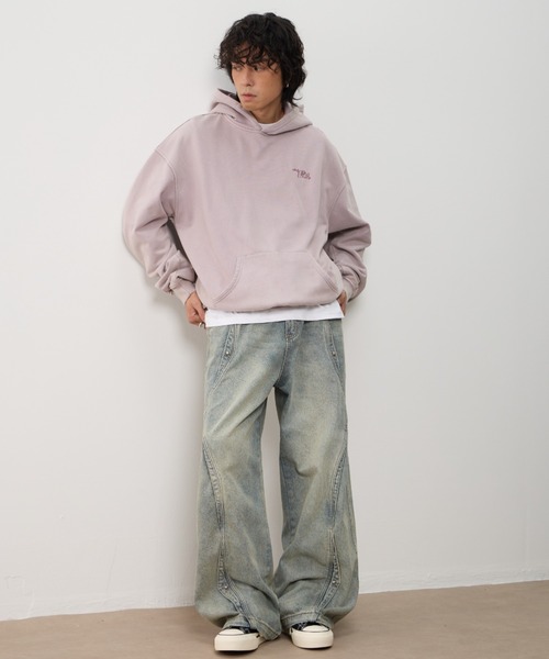 T.FOX (ティーフォックス)の「26ss Vintage Washed Hoodie/フード刺繍ヴィンテージ加工パーカー(パーカー・メンズ・グリーン/パープル/ブルー・L)」の19枚目の写真