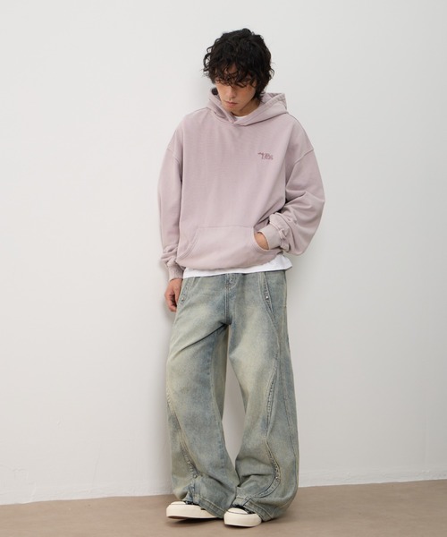 T.FOX (ティーフォックス)の「26ss Vintage Washed Hoodie/フード刺繍ヴィンテージ加工パーカー(パーカー・メンズ・グリーン/パープル/ブルー・L)」の8枚目の写真