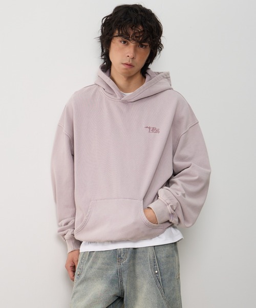 T.FOX (ティーフォックス)の「26ss Vintage Washed Hoodie/フード刺繍ヴィンテージ加工パーカー(パーカー・メンズ・グリーン/パープル/ブルー・L)」の9枚目の写真