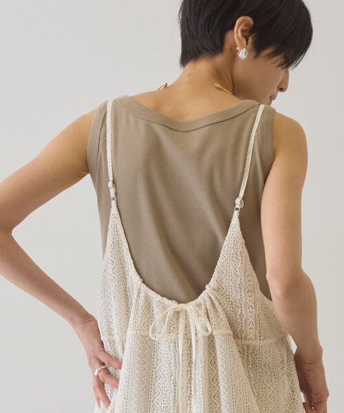 AMERICAN HOLIC（アメリカンホリック）の「【抗菌防臭】テレコタンクトップ（タンクトップ・レディース・ブラック/ダークベージュ/チャコールグレー/オフホワイト/グレイッシュベージュ・M/L）」の6枚目の写真