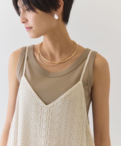 AMERICAN HOLIC（アメリカンホリック）の「【抗菌防臭】テレコタンクトップ（タンクトップ・レディース・ブラック/ダークベージュ/チャコールグレー/オフホワイト/グレイッシュベージュ・M/L）」の7枚目の写真