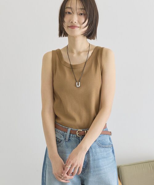 AMERICAN HOLIC（アメリカンホリック）の「【抗菌防臭】テレコタンクトップ（タンクトップ・レディース・ブラック/ダークベージュ/チャコールグレー/オフホワイト/グレイッシュベージュ・M/L）」の9枚目の写真