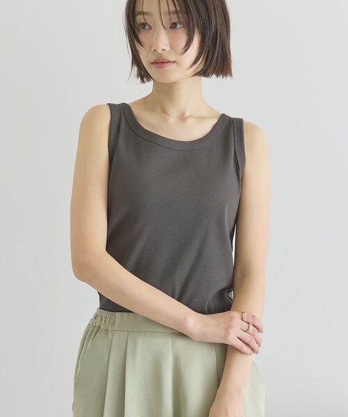 AMERICAN HOLIC（アメリカンホリック）の「【抗菌防臭】テレコタンクトップ（タンクトップ・レディース・ブラック/ダークベージュ/チャコールグレー/オフホワイト/グレイッシュベージュ・M/L）」の13枚目の写真