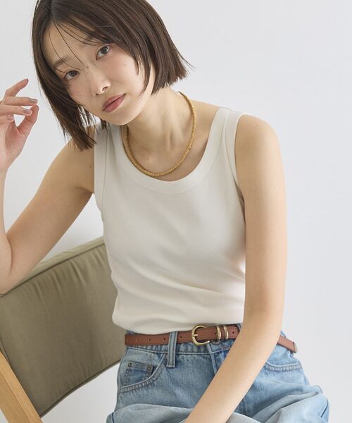 AMERICAN HOLIC（アメリカンホリック）の「【抗菌防臭】テレコタンクトップ（タンクトップ・レディース・ブラック/ダークベージュ/チャコールグレー/オフホワイト/グレイッシュベージュ・M/L）」の16枚目の写真