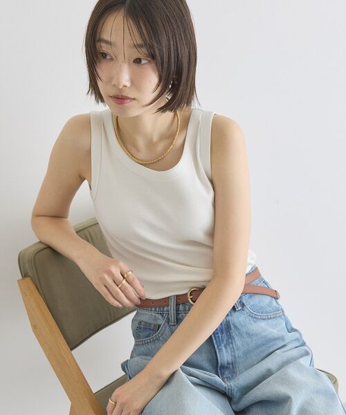 AMERICAN HOLIC（アメリカンホリック）の「【抗菌防臭】テレコタンクトップ（タンクトップ・レディース・ブラック/ダークベージュ/チャコールグレー/オフホワイト/グレイッシュベージュ・M/L）」の17枚目の写真