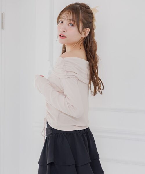 ems excite(エムズエキサイト)の「オフショルドロストCT(Tシャツ/カットソー・レディース・チャコールグレー/ピンク/ブラウン・FREE)」の11枚目の写真