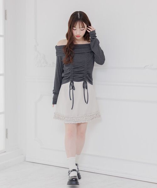 ems excite(エムズエキサイト)の「オフショルドロストCT(Tシャツ/カットソー・レディース・チャコールグレー/ピンク/ブラウン・FREE)」の12枚目の写真