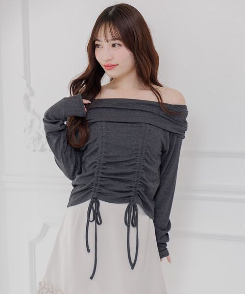 ems excite(エムズエキサイト)の「オフショルドロストCT(Tシャツ/カットソー・レディース・チャコールグレー/ピンク/ブラウン・FREE)」の16枚目の写真