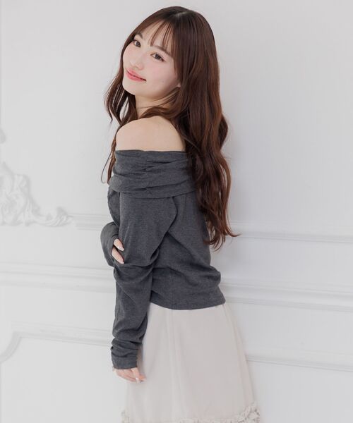 ems excite(エムズエキサイト)の「オフショルドロストCT(Tシャツ/カットソー・レディース・チャコールグレー/ピンク/ブラウン・FREE)」の19枚目の写真