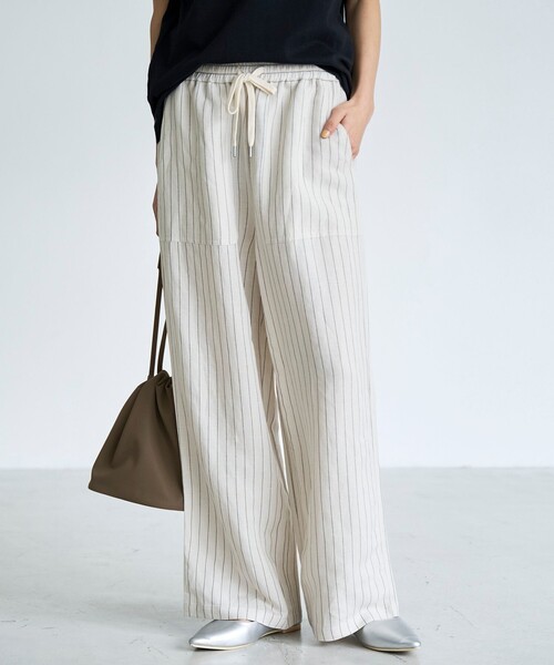 coen（コーエン）の「【接触冷感】リネンレーヨン ベイカーワイドパンツ（WEB限定サイズあり）（その他パンツ・レディース・ダークブラウン/その他1/オリーブ/ブラック・L/M/S/XL）」の4枚目の写真