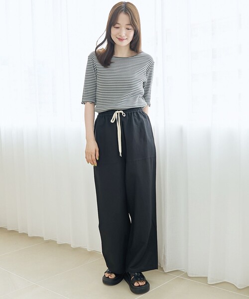 coen（コーエン）の「【接触冷感】リネンレーヨン ベイカーワイドパンツ（WEB限定サイズあり）（その他パンツ・レディース・ダークブラウン/その他1/オリーブ/ブラック・L/M/S/XL）」の13枚目の写真