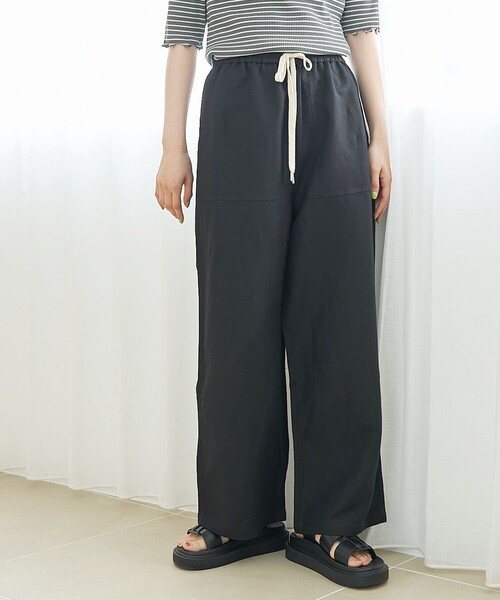 coen（コーエン）の「【接触冷感】リネンレーヨン ベイカーワイドパンツ（WEB限定サイズあり）（その他パンツ・レディース・ダークブラウン/その他1/オリーブ/ブラック・L/M/S/XL）」の15枚目の写真