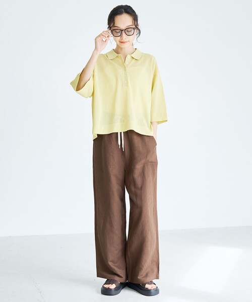 coen（コーエン）の「【接触冷感】リネンレーヨン ベイカーワイドパンツ（WEB限定サイズあり）（その他パンツ・レディース・ダークブラウン/その他1/オリーブ/ブラック・L/M/S/XL）」の18枚目の写真