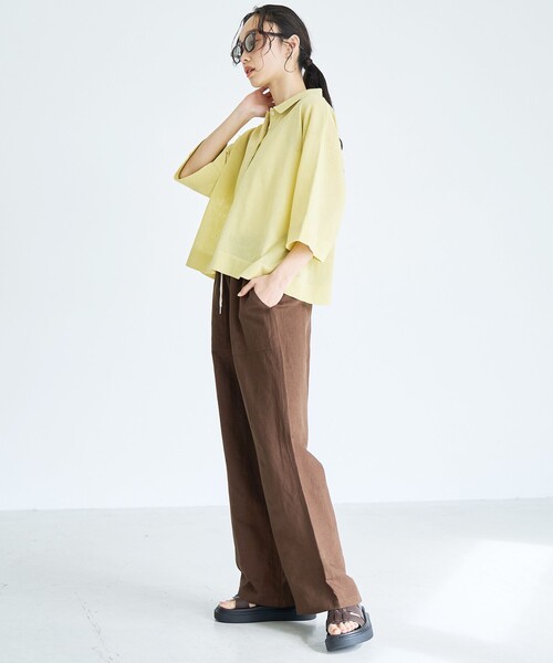 coen（コーエン）の「【接触冷感】リネンレーヨン ベイカーワイドパンツ（WEB限定サイズあり）（その他パンツ・レディース・ダークブラウン/その他1/オリーブ/ブラック・L/M/S/XL）」の19枚目の写真