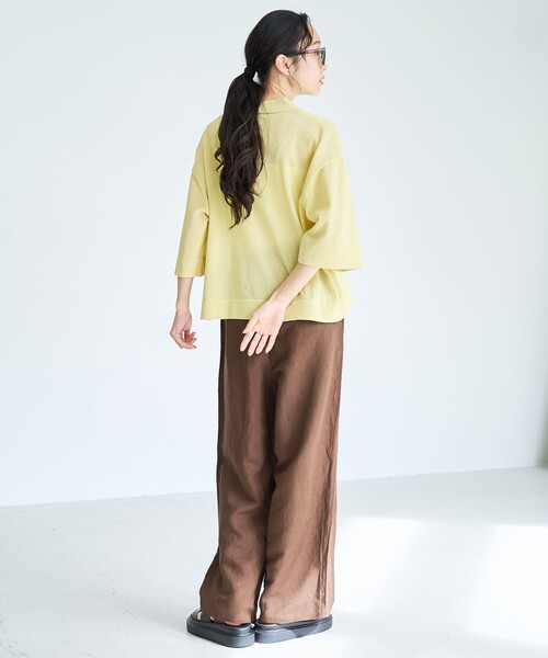 coen（コーエン）の「【接触冷感】リネンレーヨン ベイカーワイドパンツ（WEB限定サイズあり）（その他パンツ・レディース・ダークブラウン/その他1/オリーブ/ブラック・L/M/S/XL）」の20枚目の写真