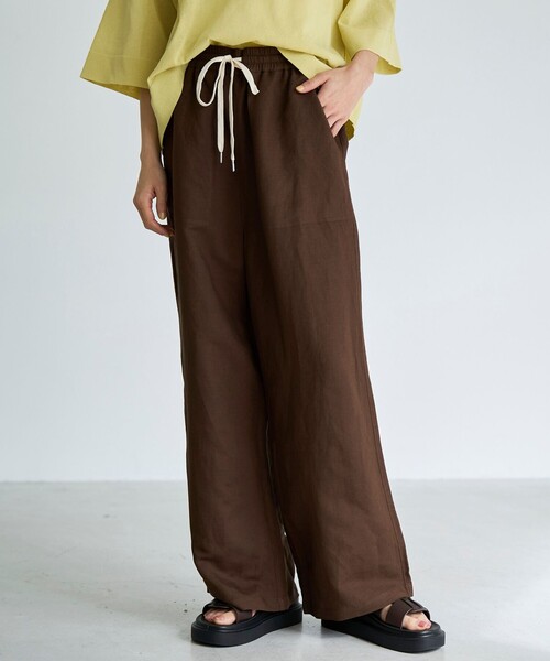 coen（コーエン）の「【接触冷感】リネンレーヨン ベイカーワイドパンツ（WEB限定サイズあり）（その他パンツ・レディース・ダークブラウン/その他1/オリーブ/ブラック・L/M/S/XL）」の21枚目の写真