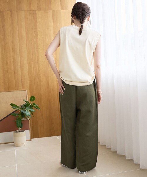 coen(コーエン)の「【接触冷感】リネンレーヨン ベイカーワイドパンツ(WEB限定サイズあり/インフルエンサー紹介アイテム)(その他パンツ・レディース・ダークブラウン/その他1/オリーブ/ブラック・L/M/S/XL)」の18枚目の写真
