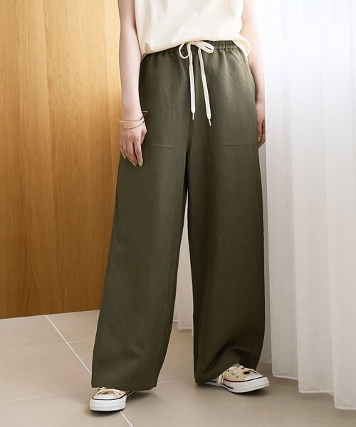 coen(コーエン)の「【接触冷感】リネンレーヨン ベイカーワイドパンツ(WEB限定サイズあり/インフルエンサー紹介アイテム)(その他パンツ・レディース・ダークブラウン/その他1/オリーブ/ブラック・L/M/S/XL)」の19枚目の写真