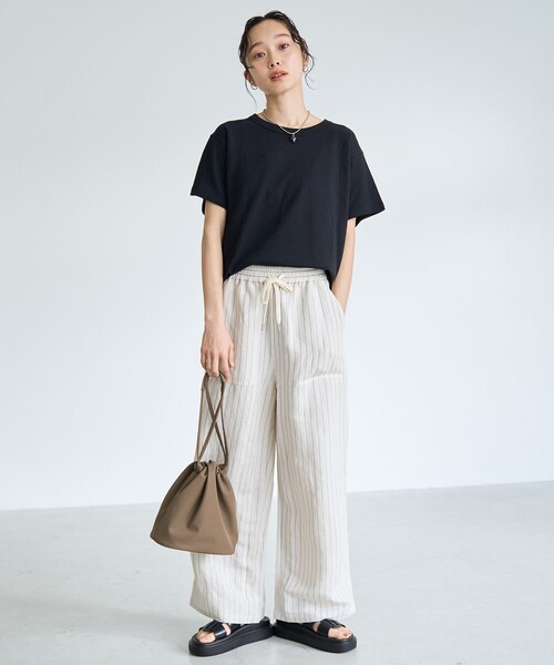 coen(コーエン)の「【接触冷感】リネンレーヨン ベイカーワイドパンツ(WEB限定サイズあり/インフルエンサー紹介アイテム)(その他パンツ・レディース・ダークブラウン/その他1/オリーブ/ブラック・L/M/S/XL)」の22枚目の写真