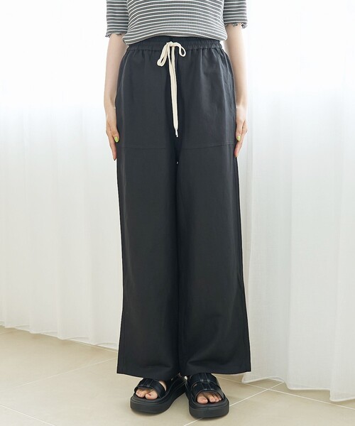 coen（コーエン）の「【接触冷感】リネンレーヨン ベイカーワイドパンツ（WEB限定サイズあり）（その他パンツ・レディース・ダークブラウン/その他1/オリーブ/ブラック・L/M/S/XL）」の5枚目の写真