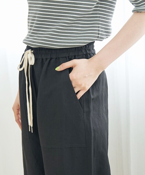 coen（コーエン）の「【接触冷感】リネンレーヨン ベイカーワイドパンツ（WEB限定サイズあり）（その他パンツ・レディース・ダークブラウン/その他1/オリーブ/ブラック・L/M/S/XL）」の9枚目の写真