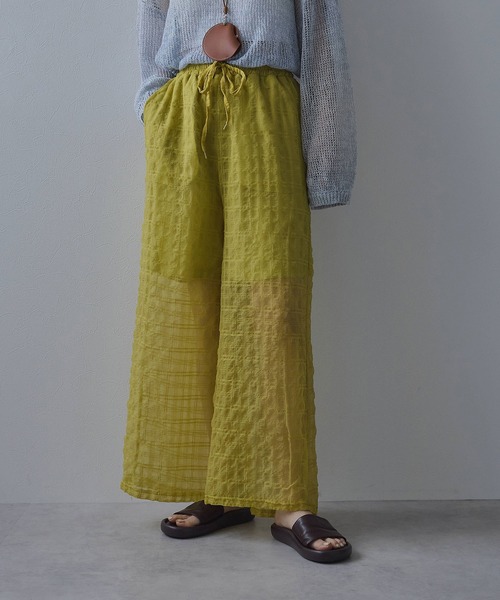 bohmal(ボマール)の「チェック柄シアー接触冷感イージーパンツ(その他パンツ・レディース・レッド/グレー/ブラック/イエロー・LARGE/MEDIUM)」の3枚目の写真