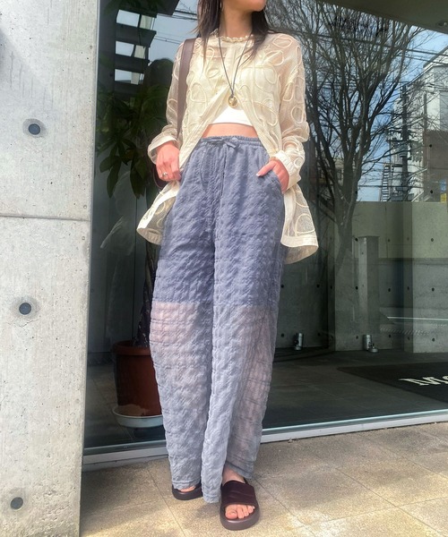 bohmal(ボマール)の「チェック柄シアー接触冷感イージーパンツ(その他パンツ・レディース・レッド/グレー/ブラック/イエロー・LARGE/MEDIUM)」の6枚目の写真