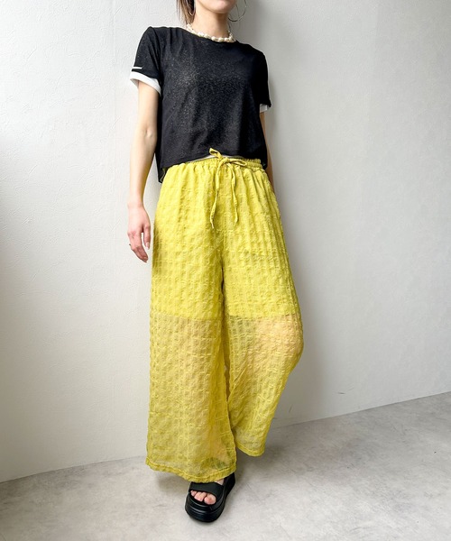bohmal(ボマール)の「チェック柄シアー接触冷感イージーパンツ(その他パンツ・レディース・レッド/グレー/ブラック/イエロー・LARGE/MEDIUM)」の19枚目の写真