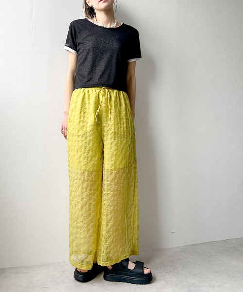 bohmal(ボマール)の「チェック柄シアー接触冷感イージーパンツ(その他パンツ・レディース・レッド/グレー/ブラック/イエロー・LARGE/MEDIUM)」の20枚目の写真