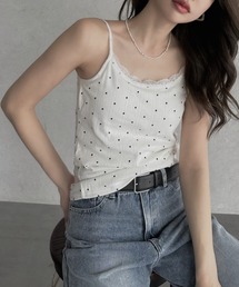 TREOVER | レース×ドットのトレンドミックス カップ付きキャミソール(キャミソール)