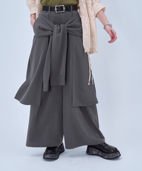HARE（ハレ）の「シャツレイヤーライクワイドパンツ(HARE)（スラックス・レディース・グレー/ブラック・FREE）」の2枚目の写真
