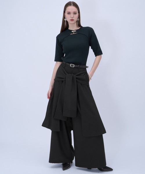 HARE（ハレ）の「シャツレイヤーライクワイドパンツ(HARE)（スラックス・レディース・グレー/ブラック・FREE）」の3枚目の写真